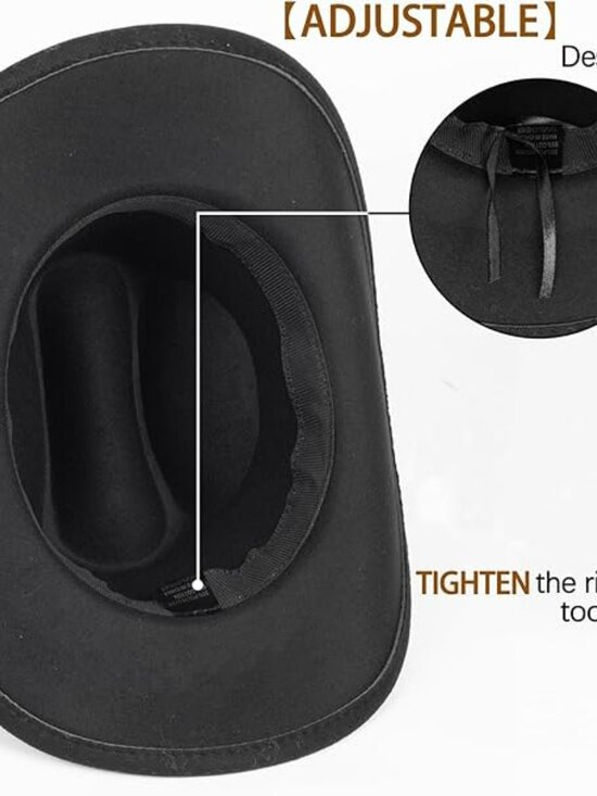 NEW Western Cowboy Hat Men Women‎ Classic Roll Up Fedora Hat with Buckle Belt main image 5